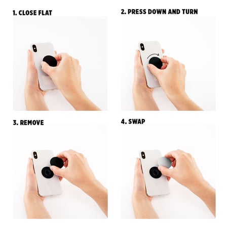 PopSockets: مقبض قابل للطي وحامل للهواتف والأجهزة اللوحية - أسود