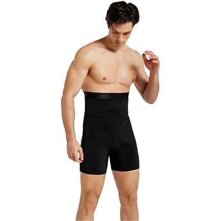 ملابس مشد شورت رجالي أسود بخصر عالي ضاغط للفخذ والبطن