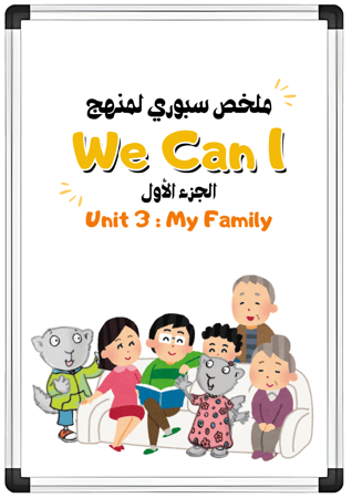 ملخص سبوري للوحدة الثالثة My Family لمنهج  We Can1 الجزء الأول