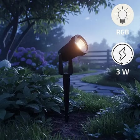 كشاف حديقة غرس أرضي LED RGB 3 واط مع ريموت تحكم