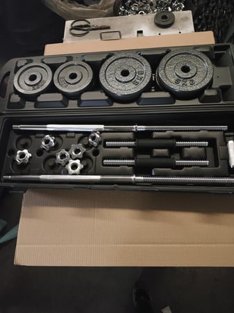 طقم دامبل اثقال بوزن 50 كجم قابل للتعديل ،أسود للتمارين الرياضية