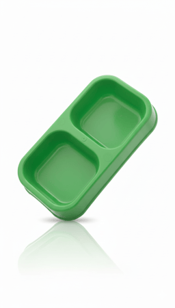 صحن بلاستيك مزدوج لتقديم طعام وماء الحيوانات الأليفة، تصميم عملي وسهل التنظيف ومناسب للقطط والكلاب الصغيرة.