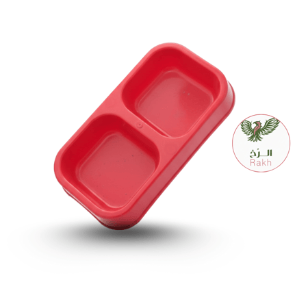 صحن بلاستيك مزدوج لتقديم طعام وماء الحيوانات الأليفة تصميم عملي وسهل التنظيف ومناسب للقطط والكلاب الصغيرة