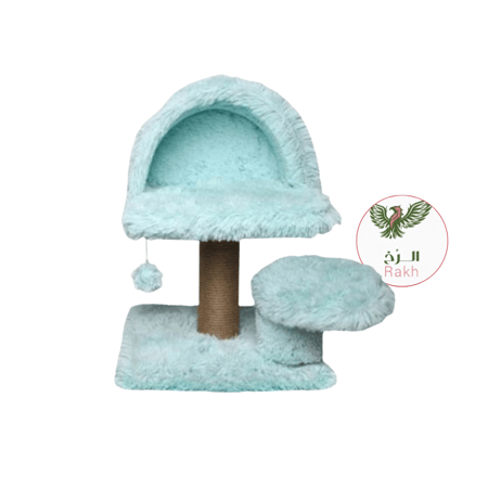 فلاين قو طابق و كوخ شجرة وخداشه للقطط ازرق فاتح