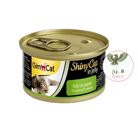 دجاج وبابايا بالجيلي 70 غ طعام رطب للقطط البالغة جيم كات شايني كات معلبات