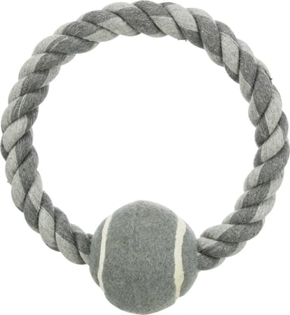 لعبة حلقة الحبل مع كرة التنس للكلاب من تريكسي باللون الرمادي