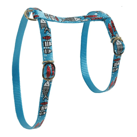 زولكس صدرية نايلون للقطط رسمة سمك 10مم تركواز