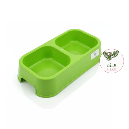 صحن مزدوج وسط للطعام والشراب الوان متعددة للحيوانات الاليفة للقطط