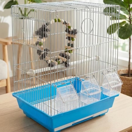 قفض للطيور الصغيرة مع لعبة - ازرق