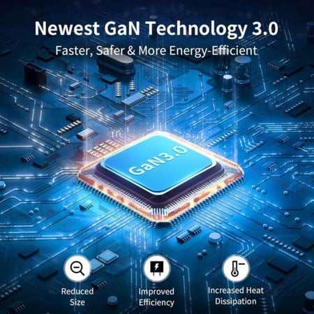 شاحن وفيش سفر موماكس بتقنية الشحن السريع GaN PD بـ 5 منافذ وبقوة 65 وا