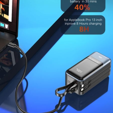 جيبل - باور بانك 20000mAh بقوة 65 واط للاب توب والهواتف مع كيبل ايفون وكيبل تايب سي- أسود