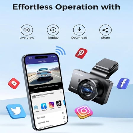 داش كام ارفا بدقة 4K قناة واحدة أمامي M63 Lite - أسود