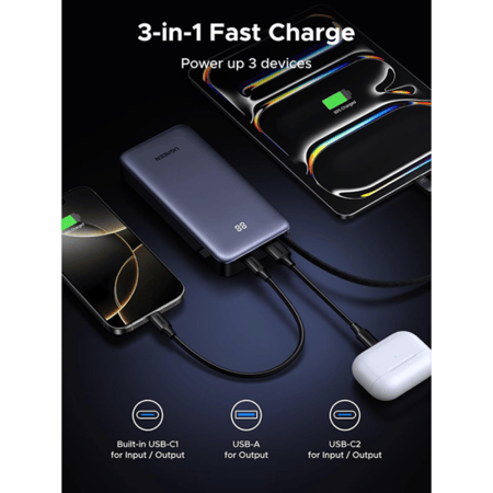 يوجرين باور بانك 45 واط 20000mAh مع كيبل USB C