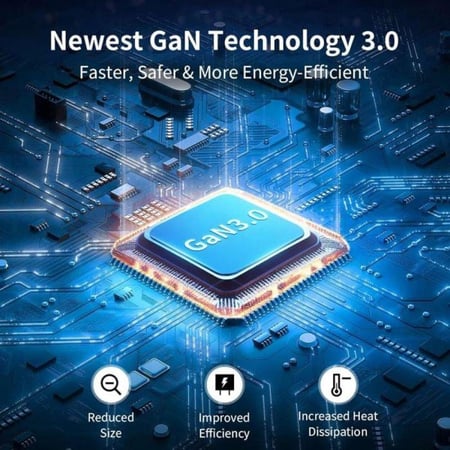 شاحن وفيش سفر موماكس بتقنية الشحن السريع GaN PD بـ 5 منافذ وبقوة 65 واط UA8D - أسود