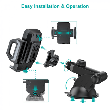 ستاند جوال تشويتيك حامل للسيارة بشحن لاسلكي وبقوة 10 واط - اسود