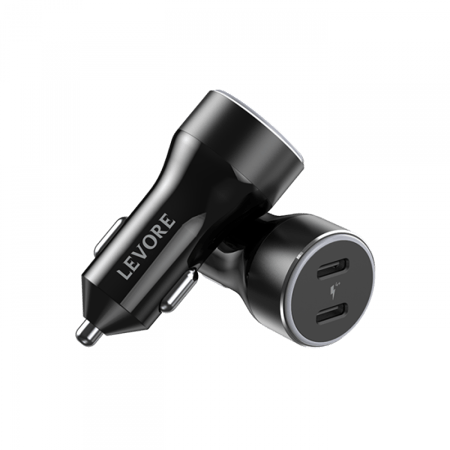 شاحن سيارة ليفوري 66 واط منفذين USB-C PD - أسود
