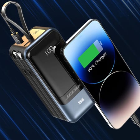 جيبل - باور بانك 20000mAh بقوة 65 واط للاب توب والهواتف مع كيبل ايفون وكيبل تايب سي- أسود