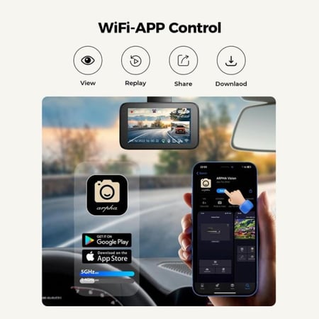 داش كام Arpha D24 بدقة 4K قناتين أمامي وخلفي – أسود