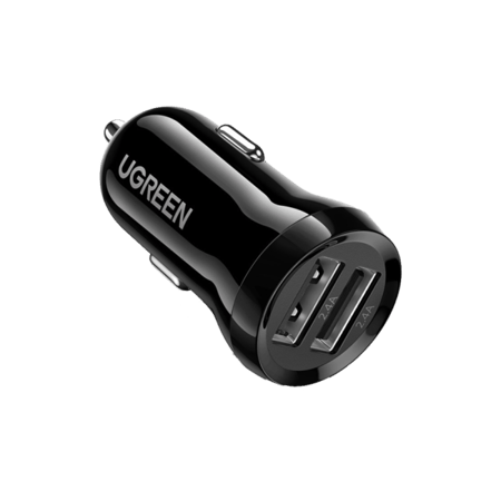 شاحن سيارة يوجرين بمنفذين USB وبمجموع القوة 24 واط - أسود