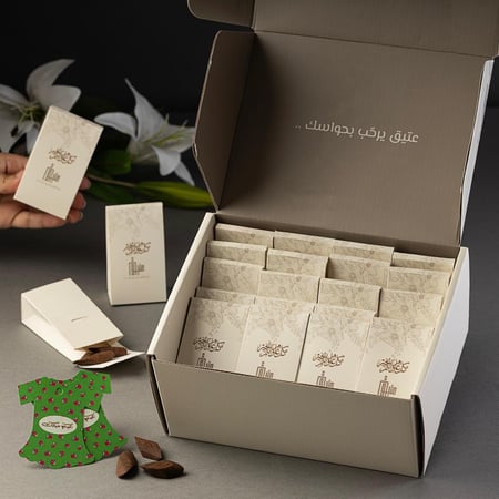 توزيعات بوكس العود الخشب 20 حبة