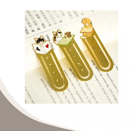 فاصل كتاب معدني ذهبي القطط اليابانية kawaii
