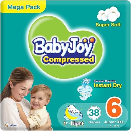 حفاضات بيبي جوي مقاس 6 عدد 38 قطعة ميجا