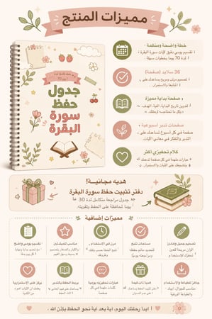جدول حفظ سورة البقرة | خطة متدرجة لمدة ٧٠ يوم