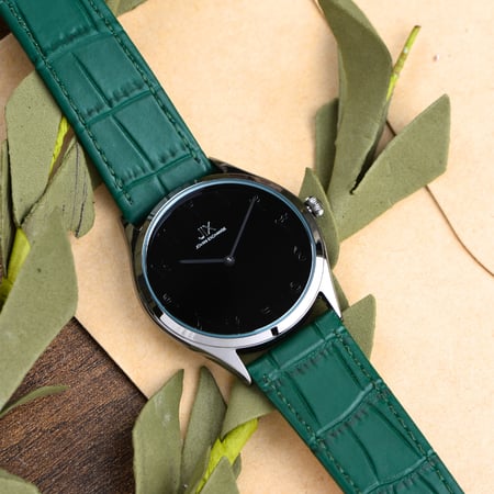 ساعة Jovani Exchange JX3004MB جلد اخضر ايطار رصاصي ارقام اسود