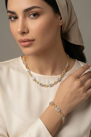 طقم اللؤلؤة من روائع جنيفا ماركة سين تايم  ST-3-6073 لونين مينا رصاصي