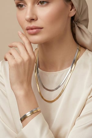 طقم إكسسوار نسائي ناعم  (سلسال+اسواره)