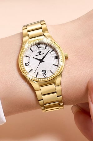 ساعة نسائية ماركة جنيفا  GV018 ذهبي مينا صدف