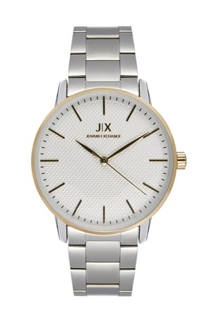 ساعة رجالية ماركة جوفاني اكسينشج JX089 فضي ايطار ذهبي