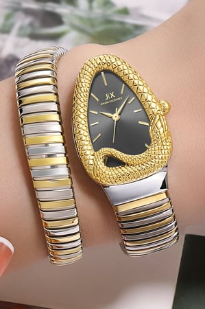 ساعة نسائيه ماركه جوفاني اكسينج JX152 لونين ذهبي مع فضي بميناء رصاصي