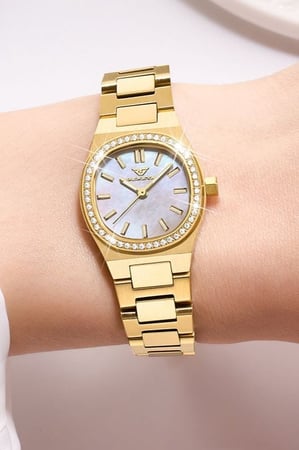 ساعة نسائية ماركة جنيفا  GV022 ذهبي مينا صدف