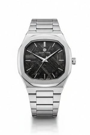 ساعة رجالية ماركة سين تايم 10050 فضي مينا اسود