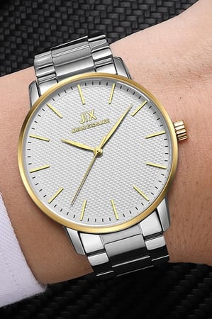 ساعة رجالية ماركة جوفاني اكسينشج JX089 فضي ايطار ذهبي