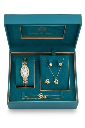 طقم نسائي ماركة برناتشي BH-5-1020 لونين (ساعة+سلسال+حلق+خاتم+اسواره)