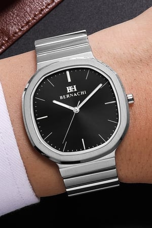 ساعة رجالية ماركة برناتشي BH289 فضي مينا اسود