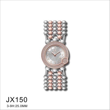 ساعة سرمد JX150 النسائية بتصميم فاخر وملفت باللون النحاسي والفضي مع مينا ابيض