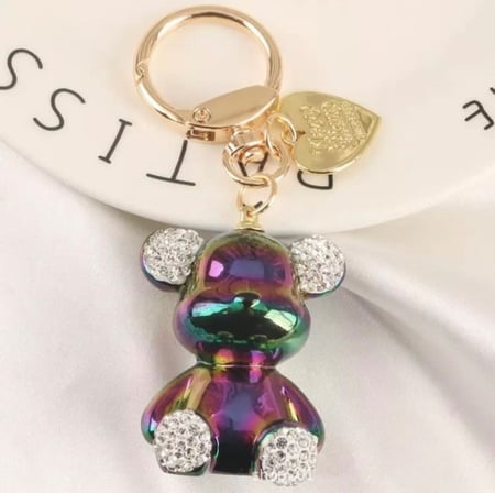 تعليقة مفاتيح بشكل دب مع كريستال