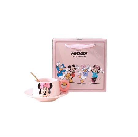 كوب ديزني مع صحن وملعقة