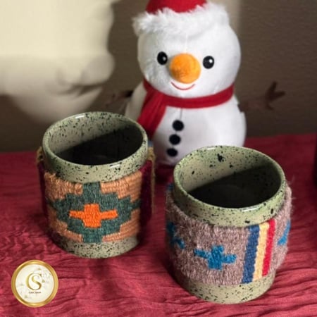 كوب سيراميك بمسكة خوص