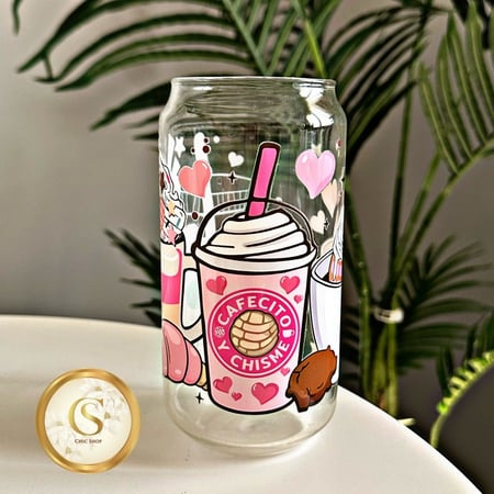 كأس زجاج بطباعة اكواب