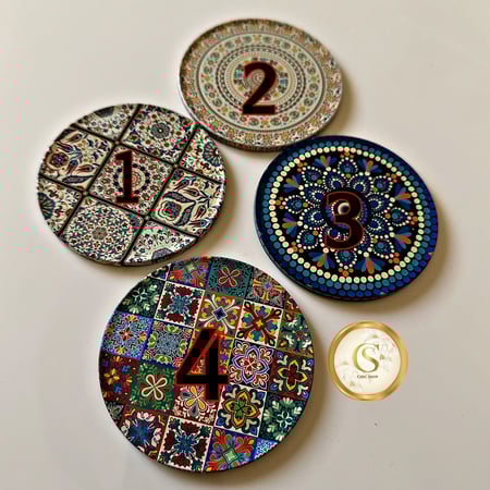 كوستر للاكواب بنقوش هندسيه