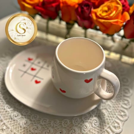 كوب لعبة القلوب + صحن