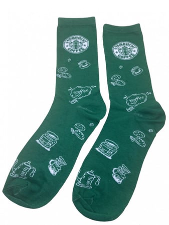 جوارب قطنيه بشكل ستاربكس اللون الاخضر