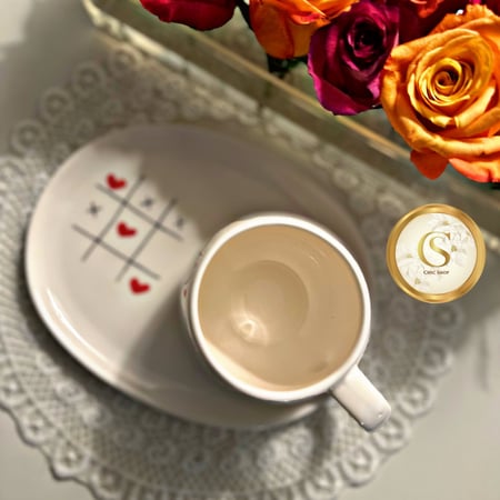 كوب لعبة القلوب + صحن