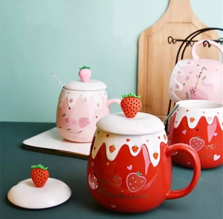 كوب سيراميك مع غطاء وملعقة (500مل)