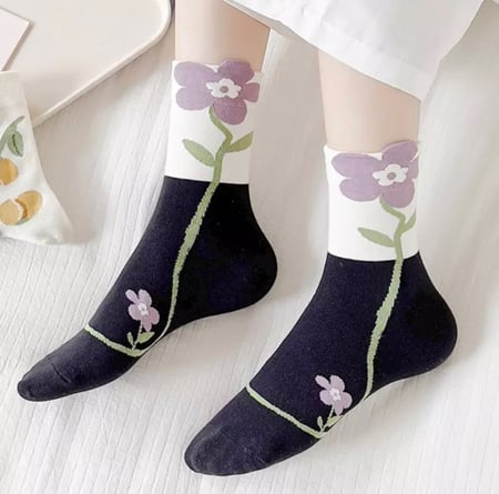 جوارب قطنية مع ورد