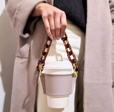 حامل الكوب من الجلد مع سلسله